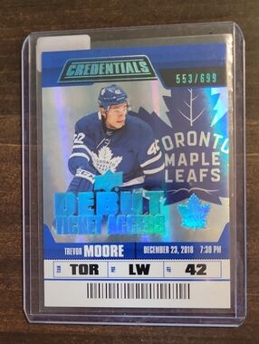 2019/20 Toronto Maple Leafs Blue Debut Ticket Collectible Card - Trevor Moore
